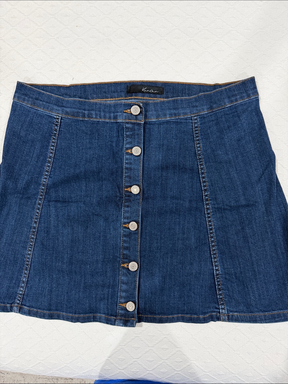 KanCan Dark Blue Button-Front Denim Mini Skirt - 12